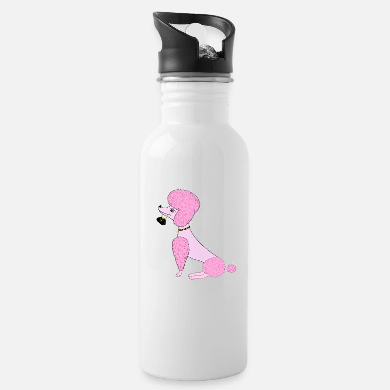 Pudel - Trinkflasche mit integriertem Trinkhalm - Weiß