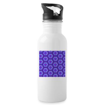 Karo Muster rosa pink blau kariert neon - Trinkflasche mit integriertem Trinkhalm - Weiß - Rechts