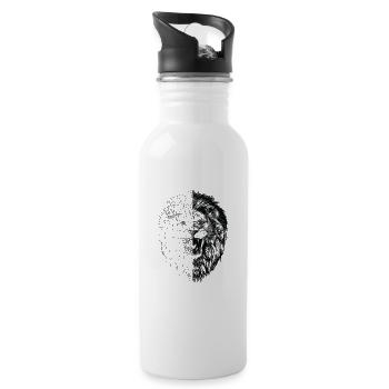 polygon lion art | lion head - Water bottle with straw - white - Right