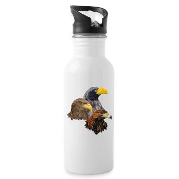 Raubvögel - Trinkflasche mit integriertem Trinkhalm - Weiß - Rechts