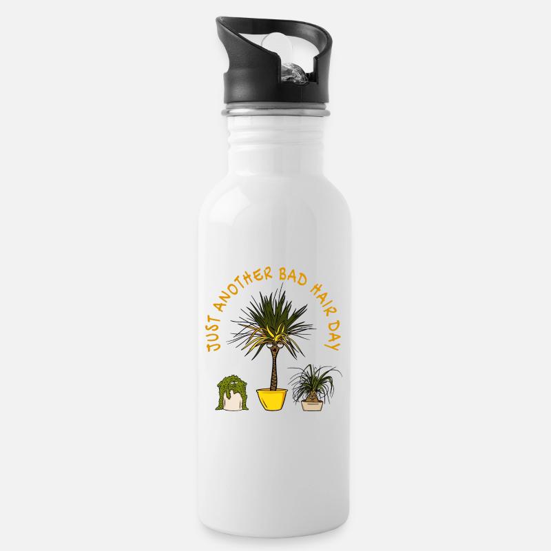 Bad Hair Day - Trinkflasche mit integriertem Trinkhalm - Weiß