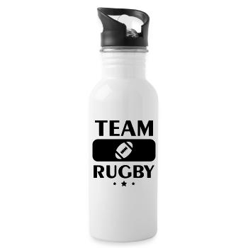 Team Rubgy, Rugbyspieler, Rugbyspieler, billiges Geschenk - Trinkflasche mit integriertem Trinkhalm - Weiß - Rechts