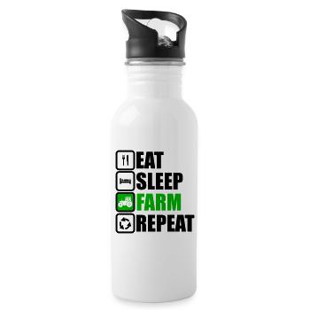 Eat sleep farm repeat - Water bottle with straw - white - Right