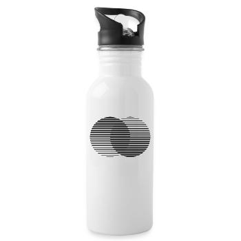 Two Circles / schwarz - Trinkflasche mit integriertem Trinkhalm - Weiß - Rechts