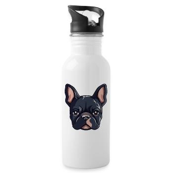 French Bulldog - Water bottle with straw - white - Right