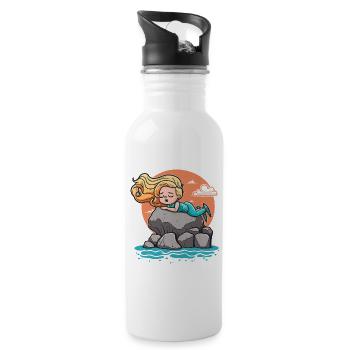 Beachside Beauty - Water bottle with straw - white - Right