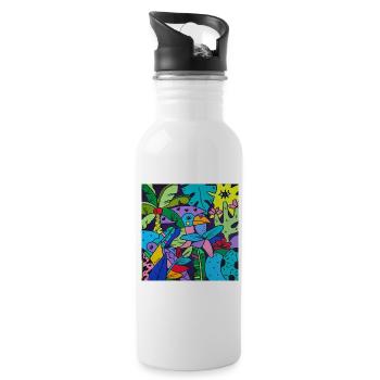 The Pop Art toucan - Water bottle with straw - white - Right