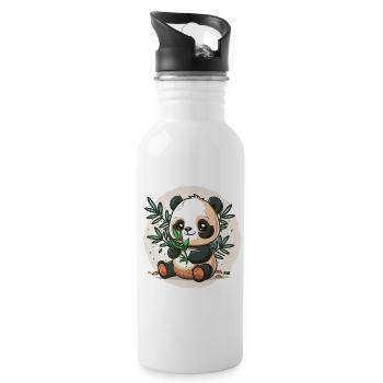 Bamboo-Loving Panda - Water bottle with straw - white - Right