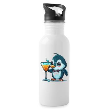 Fancy Penguin - Water bottle with straw - white - Right