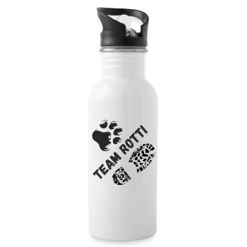Rottweiler - Team Rotti - Trinkflasche mit integriertem Trinkhalm - Weiß - Rechts
