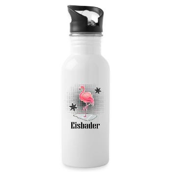 Eisbader-Flamingo Eisbad Winterschwimmer - Trinkflasche mit integriertem Trinkhalm - Weiß - Rechts