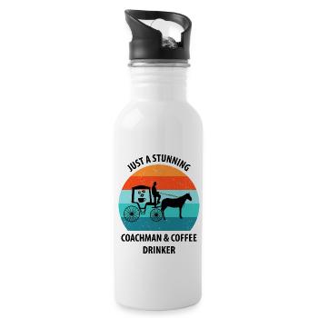Kutscher Kutsche Pferdekutscher Kaffee - Trinkflasche mit integriertem Trinkhalm - Weiß - Rechts