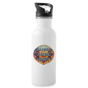 Blume des Lebens Lebe Liebe Lache - Trinkflasche mit integriertem Trinkhalm - Weiß - Rechts