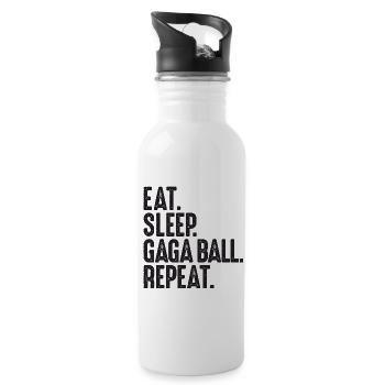 Eat. Sleep. Gaga Ball. Repeat. Dodgeball Gagaball - Trinkflasche mit integriertem Trinkhalm - Weiß - Rechts