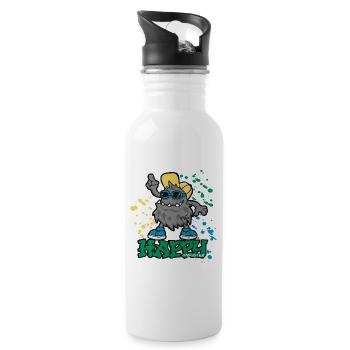 Happy Monster - Water bottle with straw - white - Right