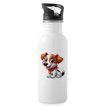 fox terrier 6 - Gourde avec paille intégrée - blanc - Droite