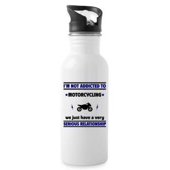 Ich bin nicht süchtig nach Motorradfahren - Trinkflasche mit integriertem Trinkhalm - Weiß - Rechts