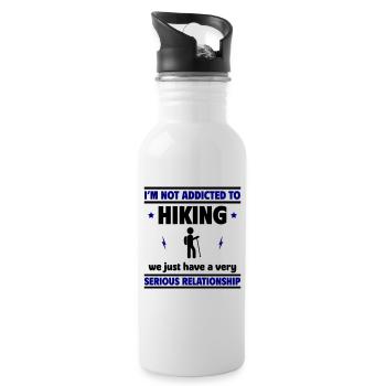 Ich bin nicht süchtig nach Wandern - Trinkflasche mit integriertem Trinkhalm - Weiß - Rechts