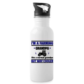 I'm a cool grandpa, real farming fan - Water bottle with straw - white - Right