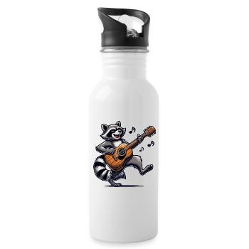 Raccoon Guitar Music - Water bottle with straw - white - Right