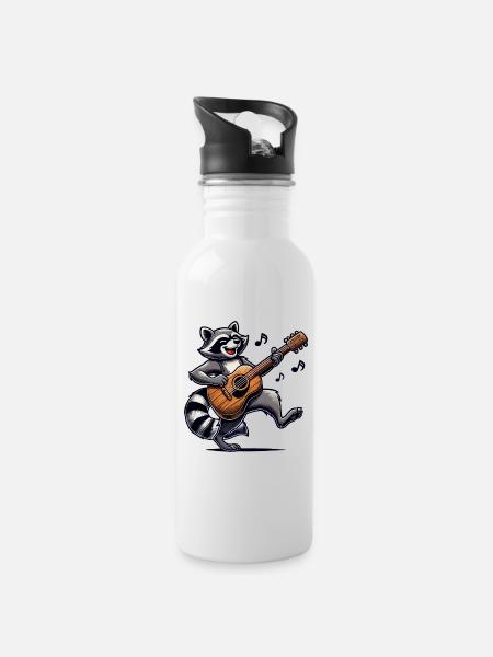 Raccoon Guitare Musique - Gourde avec paille intégrée - blanc
