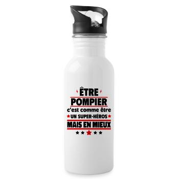 Être pompier, c'est mieux qu'être un héros - Gourde avec paille intégrée - blanc - Droite
