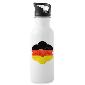 Germany Poppy Germany Flag - Water bottle with straw - white - Right