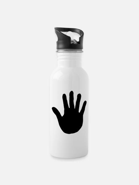 Main , empreinte de la main - Gourde avec paille intégrée - blanc