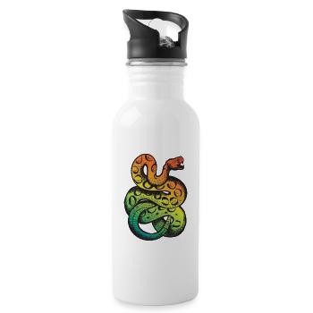 Serpent à sonnet arc-en-ciel - Gourde avec paille intégrée - blanc - Droite