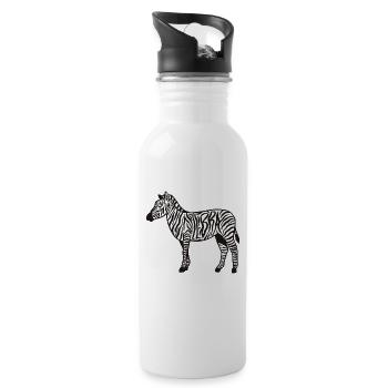 Zebra Stripe Animal Zebra - Water bottle with straw - white - Right