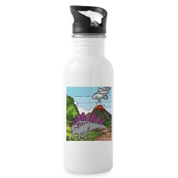 Time Dino Volcano Eruption Nature - Water bottle with straw - white - Right
