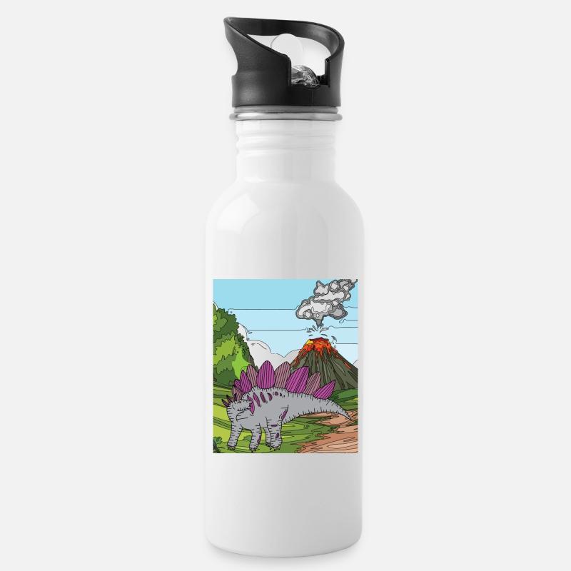 Heure Dino Éruption volcanique Nature - Gourde avec paille intégrée - blanc