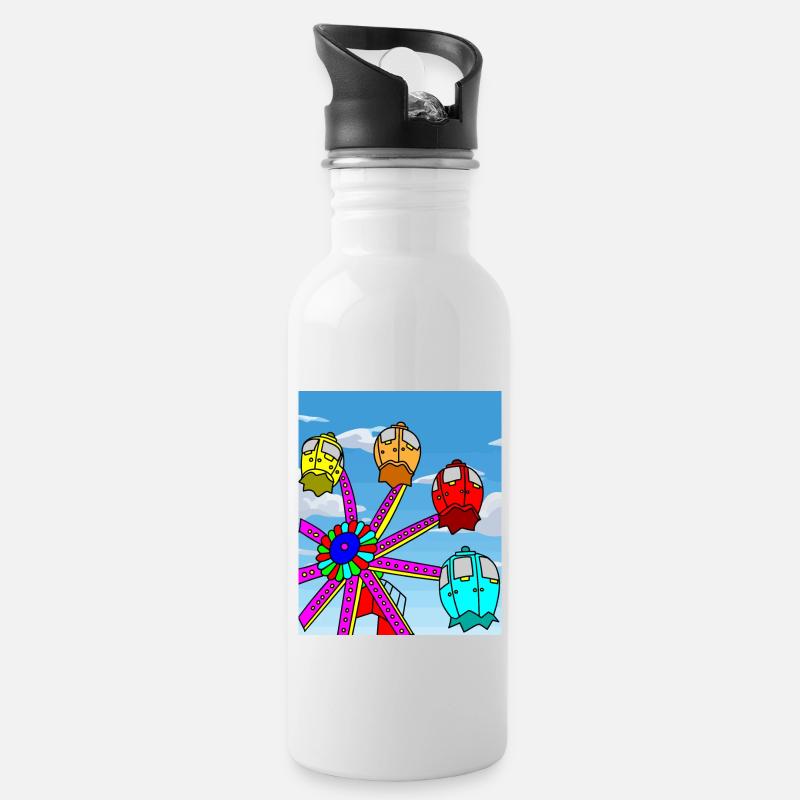 Kirmes Vergügungspark Freizeitpark - Trinkflasche mit integriertem Trinkhalm - Weiß