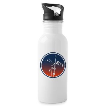 montagne alpes ski leewarddesign - Gourde avec paille intégrée - blanc - Droite