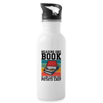 Reading a book is like reading a book - Water bottle with straw - white - Right