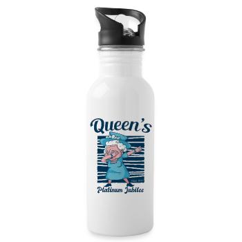 Dabbing British Queen Monarchy Platin-Jubiläum - Trinkflasche mit integriertem Trinkhalm - Weiß - Rechts