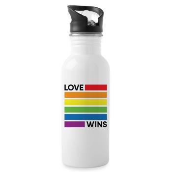 Love Wins - Water bottle with straw - white - Right