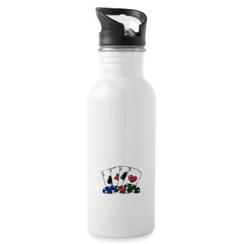 Smarter Play Better Luck Casino Poker Gambling - Water bottle with straw - white - Right