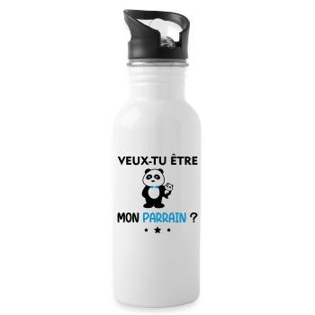Veux-tu être mon parrain ? Annonce grossesse,panda - Gourde avec paille intégrée - blanc - Droite