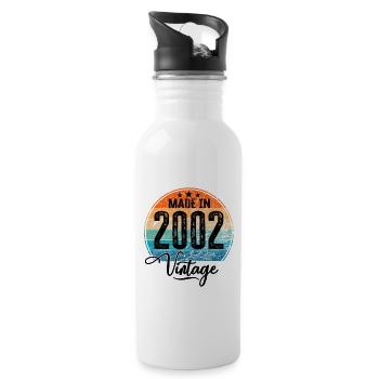 Vintage Fabriqué en 2002 Année de naissance 2002 Anniversaire - Gourde avec paille intégrée - blanc - Droite