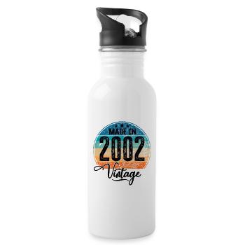 Vintage Fabriqué en 2002 Année de naissance 2002 Anniversaire - Gourde avec paille intégrée - blanc - Droite