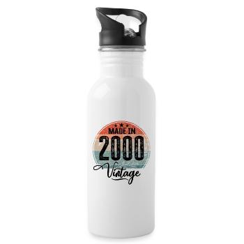 Vintage Fabriqué en 2000 Année de naissance 2000 Anniversaire - Gourde avec paille intégrée - blanc - Droite