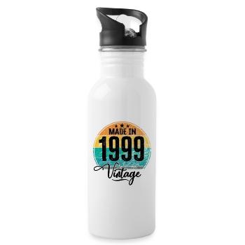 Vintage Made in 1999 Geburtsjahr 1999 Geburtstag - Trinkflasche mit integriertem Trinkhalm - Weiß - Rechts