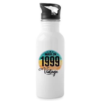 Vintage Made in 1999 Geburtsjahr 1999 Geburtstag - Trinkflasche mit integriertem Trinkhalm - Weiß - Rechts