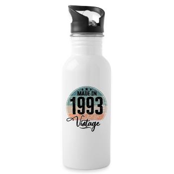 Vintage Made in 1993 Year of birth 1993 Birthday - Water bottle with straw - white - Right