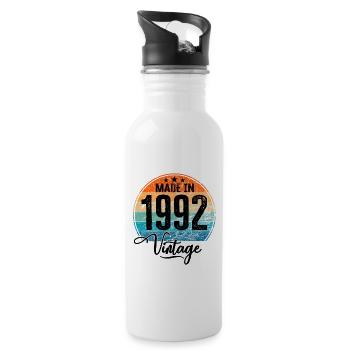 Vintage Made in 1992 Year of Birth 1992 Birthday - Water bottle with straw - white - Right