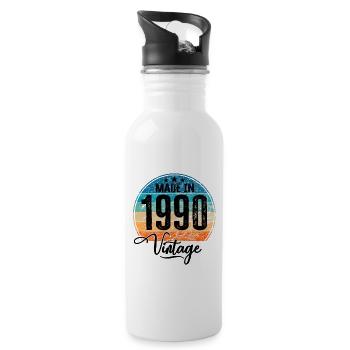 Vintage Made in 1990 Year of birth 1990 Birthday - Water bottle with straw - white - Right