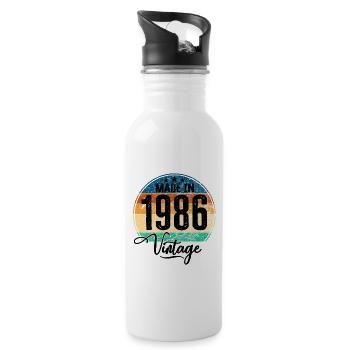 Millésime Fabriqué en 1986 Année de naissance 1986 Anniversaire - Gourde avec paille intégrée - blanc - Droite