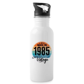Vintage Made in 1985 Year of birth 1985 Birthday - Water bottle with straw - white - Right