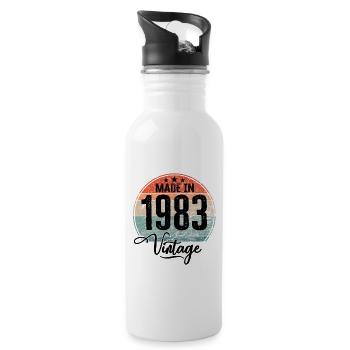 Vintage Fabriqué en 1983 Année de naissance 1983 Anniversaire - Gourde avec paille intégrée - blanc - Droite